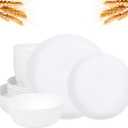 EI 12pcs White Wheat Straw Plates,Wheat Straw Dinnerware Set,Plates and Bowls Sets,Unbreakable Plastic Plate,Plastic Plates Reusable,Dinner Plates Set of 4,Plastic Dishes Set