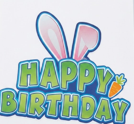 Cartoon Happy Birthday Cake Topper 4 Pack (Bunny)
