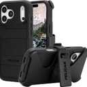 Pelican Voyager iPhone 17 Pro Max Case [Compatible with MagSafe] Rugged Phone Case w/ 24ft Military-Grade Drop Protection - Heavy Duty Phone Cover w/Belt Clip Holster for iPhone 17 Pro Max - Black