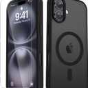 YENAPOON for iPhone 16 Case, Matte Magnetic Phone Cover [with 1 Screen Protector] [Support for MagSafe] [Shockproof Military Grade Protection] Translucent Frosted Back, Black