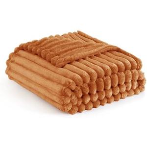 Bedsure GentleSoft Twin Blanket for Couch - Cozy Soft Fall Blankets for Women, Cute Small Throws for Girls, Orange, 60x80 Inches