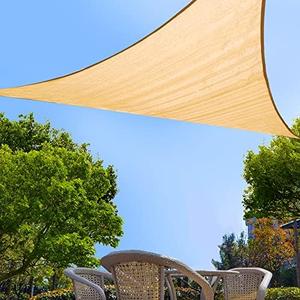 Garden EXPERT 20'x20'x20' Sun Shade Sail Sand Large Triangle Canopy Sail Shade Cloth for Patio Garden Outdoor Backyard