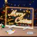 LED Drawing Board for Kids, Light Up LED Drawing Board with Colors, Magic Drawing Tablet with 2 Triangular Stand 7 Colored Pens Christmas & Birthday Gifts for Girls Boys(11.8X9.85in)