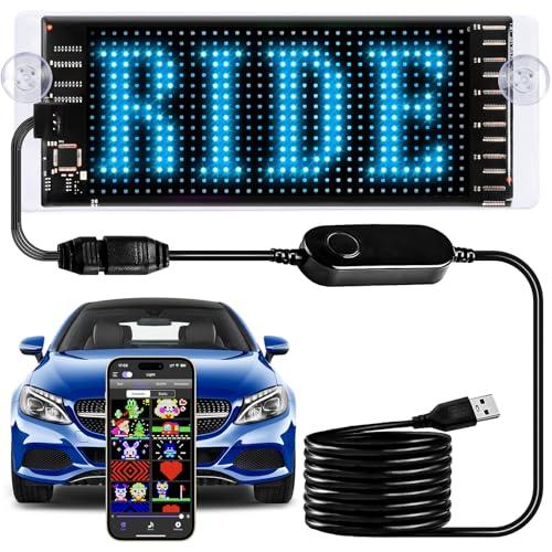 Light Sign for Car, 6.7''x2.7'' Programmable Flexible LED Matrix Panel, Bluetooth APP Control Custom Text Pattern Animation Scrolling LED Display for Car Windshield