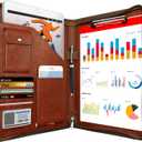 Zippered Padfolio Organizer, WRIYES Leather Planner Binder, 10.2 Inch Portfolio Folder for Documents, Letter Size Business Card Holder for Men&Women (Brown)