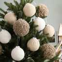 Soulchen12 Pcs 3.15 Inch Neutral Fur Christmas Ball Bulk Sherpa Christmas Tree Ornaments Round Hanging Decoration for Party Supplies Holiday Rustic Fireplace Mantel Home Wall Decor