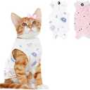 2 PCS Cat Recovery Suit for Spay Abdominal Wounds Cat Onesie for Cats After Surgery Recovery Suit Female Breathable E-Collar Alternative Kitten Onesie Anti Licking Small