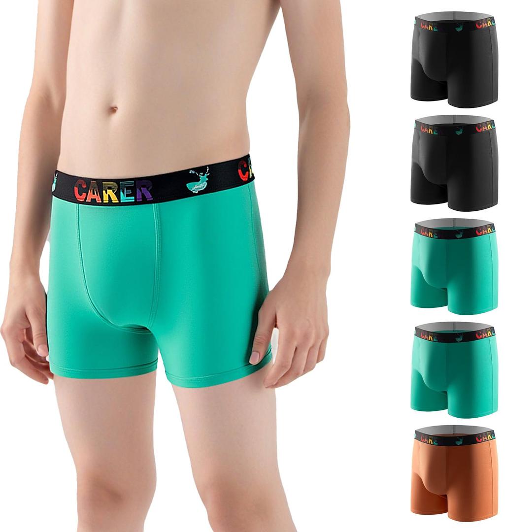 Carer Washable Incontinence Underwear for Children with Front Absorbent 100ML Cotton Reusable Boys Incontinence Underwear Breathable Kids Absorbent Leak Proof Briefs for Boy, 5 Pack, Medium