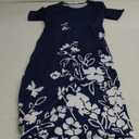 Zeagoo Women Floral Summer Dress Casual Beach Dress Printed T Shirt Dress Split Long Dress Travel 2025 Vacation Dress (Medium)
