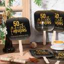 Geelin 25 Pcs 50th Birthday Party Favors for Guests Bulk Thank You Paper Fans with Handle 50 Birthday Anniversary Souvenir Gifts Bulk 50 Themed Party Supplies