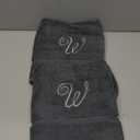 Juvale 2 Pack Letter W Monogrammed Hand Towels, Gray Cotton Hand Towels with Silver Embroidered Initial W for Wedding Gift, Bridal Shower, Baby Shower, Anniversary (16 x 30 Inches)