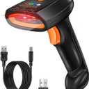KUIIYER Bluetooth Barcode Scanner, Wireless 2D QR 1D Bar Code Scanners with LED Lights Display & AI Voice, Plug & Play Handheld Barcode Reader for iPhone, Android, iPad, Tablet, PC Computers & POS