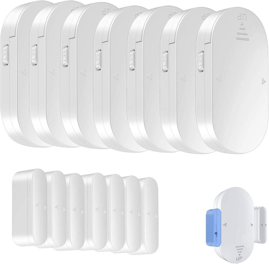 Evernary Door Window Alarm, 7Pcs Wireless Pool Door Alarm for Home Kids Saftey with 120dB Loud 4 Working Modes, Magnetic Sensor for Garage Business Apartment Office (7)