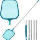Pool Skimmer - Pool Skimmer Net with 5 Section Detachable Aluminum Telescopic Poles, 25''- 64'', Pool Net Skimmer Rake with Ultra Fine Mesh , Pool Leaf Skimmer for Swimming Pools, Spas, Hot Tubs