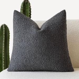 Foindtower Decorative Boucle Throw Pillow Covers Accent Solid Pillow Cases Cozy Soft Textured Couch Cushion Case for Chair Sofa Bedroom Living Room Home Decor 22 x 22 Inch,Dark Grey