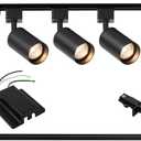 4-Light LED Track Lighting Kit with 3.3FT H Track Lighting Rails & Floating Canopy Connector, GU10 Track Light Kit, Modern Kitchen Track Lighting Fixtures Ceiling Spot Light, Black (No Bulbs)