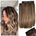 2 Pcs Short Hair Extensions, Clip in Extensions Human Hair for Women Adding Volume 10 Inch Medium Brown and Honey Blonde