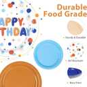 60Pcs Blue Cartoon Dog Birthday Party Supplies 9" Orange Blue Plates Puppy Tableware Set Disposable Colorful Polka Dots Paper Plates Dog Party Decorations for Kids Boys Girls Birthday Baby Shower