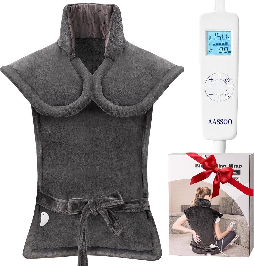 Graphene-Infused Heating Pad for Back and Neck Shoulder for Pain Relief, Large Heat Pad for Women Men Dad, Weighted Electric Heat Pad, FSA Eligible Items Only List, 24"x33", ETL Certified (Gray-xl)