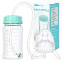 TidyFriend Baby Bottle Anti Colic with Straw 8oz  Built in Nipple Valve & Base Vent Hole for Gas Reduction, Upright Position Hand Free Bottle for 6m-2y Kids [Use Under Caregiver Assisted] (Green) (Pack of 1)