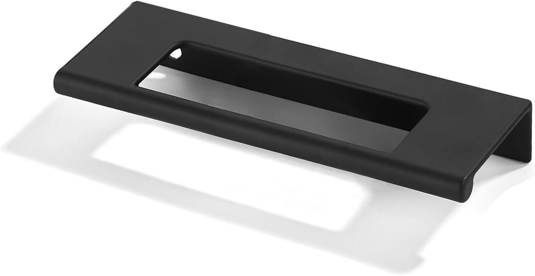 10 Pack 4 inch(102mm) Black Finger Edge Pulls Zinc Drawer pulls Hidden Edge Matte Black Handles Hardware Solid Finger Pulls Kitchen Hardware Bedroom Dresser Drawers