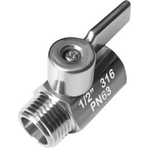 Beduan Mini Ball Valve Stainless Steel(316) 1/2" NPT Male x NPT Female Mini Ball Shutoff Valve (Pack of 1)