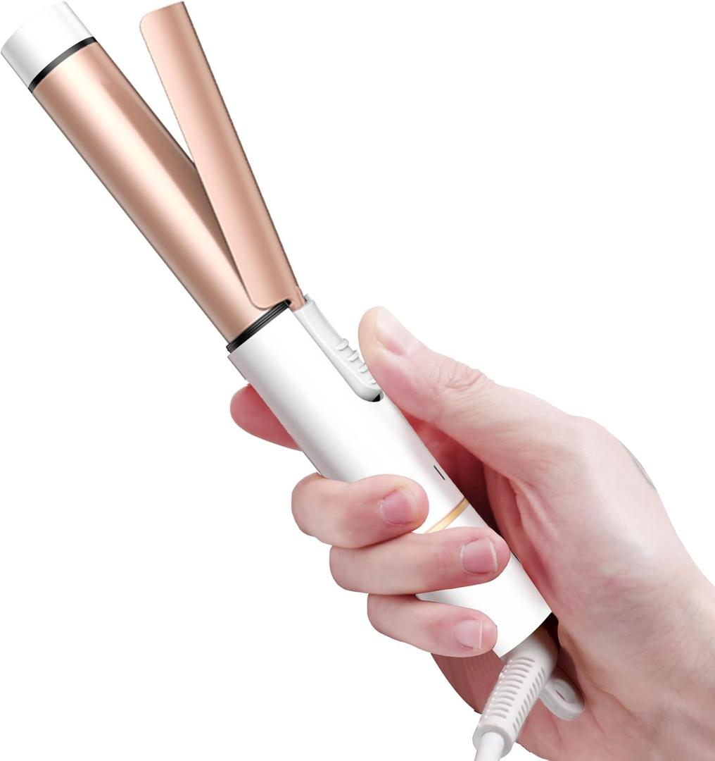 Mini Travel Curling Iron, European Travel Curling Iron Dual Voltage (100V-240V) Mini Size for Short Hair 1 inch, Portable Hair Curler with 30s Fast Heating Constant 180 for International (White)