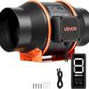 VEVOR Inline Duct Fan, 402 CFM 6 inch EC Motor Ventilation Fan with 3-Speed Circulation, 10-Speed PWM Controller, Timer-Controlled Operation, Cooling for Grow Tents, Indoor Gardening, Hydroponics