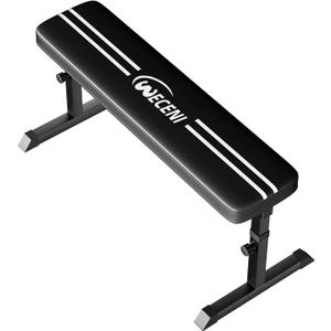 Black Flat weight Bench, Bench workout, Easy Assembly for Training Bench Press with adjustable height, 600LBS gym bench for Full Body Workout and home workout, 4 Adjustable Heights Heavyy Bench,