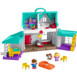 Fisher-Price Little People Toddler Toy Big Helpers Home Playset with Music Lights & Figures for Preschool Pretend Play Kids Ages 1+ Years