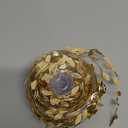 DECORA 36 Yards Artificial Gold Leaf Ribbon Trim for Wreath Making and Christmas Gift Wrapping Wedding Decoration