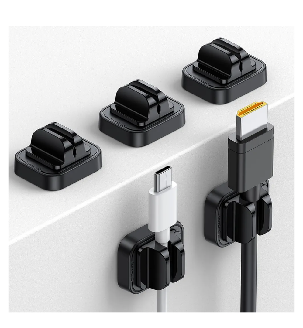 5Pack Cable Spring Holder Clips, Cord Organizer for Desk - Lamicall Adjustable Cord Wire Holder Keeper, Phone Charger Organizer Clips, Wire Cable Management for Nightstand Wall Car Office Desktop