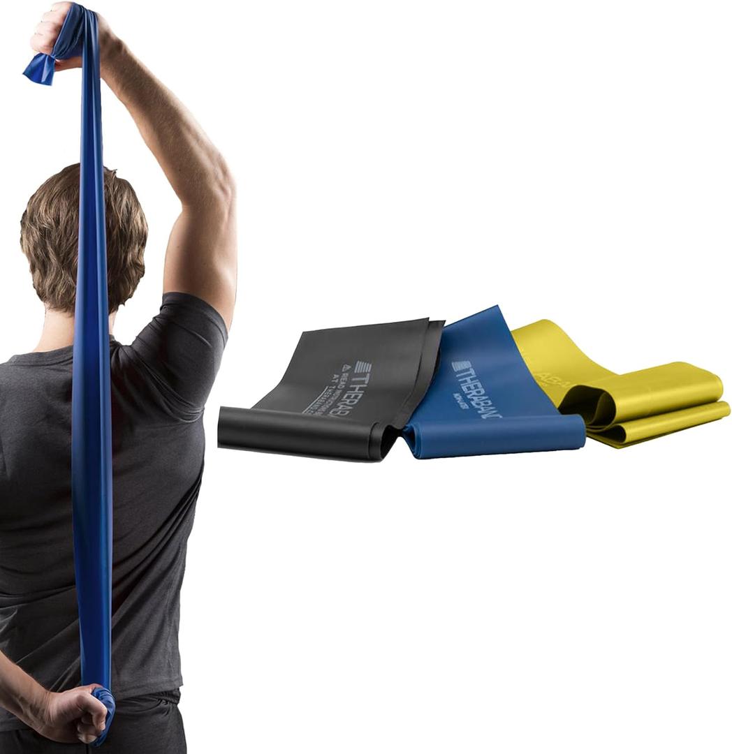 THERABAND Resistance Bands Set, Elastic Bands for Exercise & Physical Therapy, Strength Training for Upper & Lower Body Fitness, Size: Intermediate Set