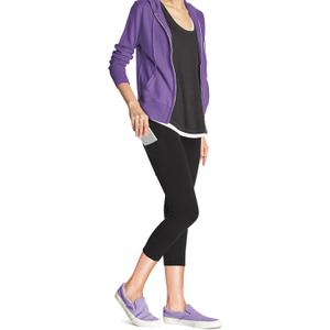 No nonsense Women's Soft Cotton Capri Leggings with Side Pockets Workout Stretch Pull On Pants (Large, Black)