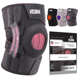 Knee brace for women and men, knee braces for pain relief compression sleeve. Patellar tendon support strap, joint support whit side stabilizer. Running Gear. (Grey)