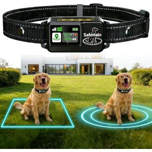 GPS Wireless Dog Fence System – Electric Anti Escape Collar, No Subscription, Circular 65-9,840 ft & Irregular Fence. 3 Modes, Waterproof, Stops Digging & Jumping, for Medium & Large Dogs