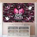 MEHOFOND Breast Cancer Awareness Black Pink Backdrop Pink Ribbon Party Banner Love Hope Faith Strength Home Office Party October Breast Cancer Month Decorations 5.9x3.6ft