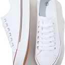 FRACORA Womens White Canvas Sneakers Low Top Lace Up Canvas Shoes Fashion Comfortable, 11 Size