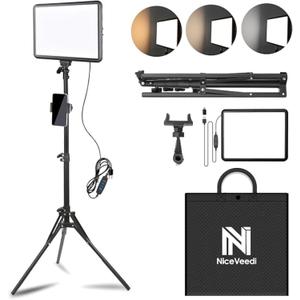 1-Pack LED Video Light Kit, NiceVeedi Photography Lighting Kit, 2800-6500K Dimmable Studio Light with Tripod Stand & Phone Holder, 73" Stream Light for Video Recording, Game Streaming, YouTube