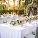 10-Pack White Tablecloths for Rectangle Tables, 70 x 120 Inches, Stain-Resistant Polyester Fabric for 6 Foot Tables - Washable Table Covers for Weddings, Banquets, Birthday Parties, Events