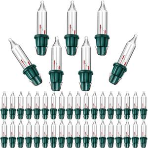Mudder 200 Pieces 2.5v Replacement Winter Light Bulbs 50/100/150/200 Count Mini Incandescent Wire String Light Replacement Bulbs for Decoration Gifts(Green Base with Warm White)