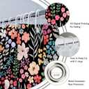 Riyidecor Small Stall Shower Curtain for Bathroom Decor 36Wx72H Rv Narrow Half Single Floral Stand Up Colorful Black Flowers Leaves Art Printed Fabric Polyester Waterproof 7 Pack Plastic Hooks