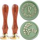 3 x YOLAKIS Initial R Wax Seal Stamp Olive Alphabet R Sealing Stamp and Eucalyptus Wax Stamp Brass Head Decorate Christmas Cards Envelope Gift Wrap Wedding Theme Party Invitation (R)