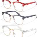 racico Blue Light Glasses for Men & Women - Mixed Material + Metal Frames with UV Protection Coating (Tea/Grey/Clear)