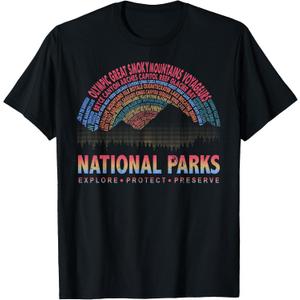 Explore Protect Preserve National Park Outdoor Lover T-Shirt L