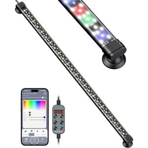 Pawfly Aquarium Light with Bluetooth for Plants, 12W 24 inch Full Spectrum Fish Tank Light for 24-44 inch Fish Tanks, Submersible LED Lights with App Control, Timer Modes & Adjustable Brightness