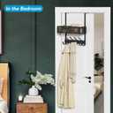 Over The Door Hooks Organizer, Over The Door Towel Rack with Mesh Basket, 10 Coat Hooks and 2 Wreath Hangers, Bathroom Door Organizer Back of Door Hanger for Bedroom, Kitchen(Black)