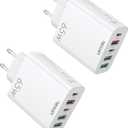 European USB C Charger 6.6A 2 Pack, LiFiYiRc PD 20W & QC 3.0 Fast Charging Multi Ports, 2 USB C 3 USB A Europe Plug Adapter Compatible for iPhone 16 15 14 13 12 11 Pro Max XS XR X SE 8 Plus, Samsung