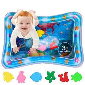 Tummy Time Water Mat  Inflatable Water Play Pad for Babies - Sensory Tummy Time Mat for Floor Play - 100% BPA-Free & Leakproof - Baby, Infants 3-12 Months  PAC3 - Blue - Avec Maman