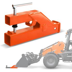Bucket Hitch Receiver for Tractor Clamp On Trailer Hitch Receiver 2" Ball Mount Adapter Compatible with Deere Bobcat, Orange